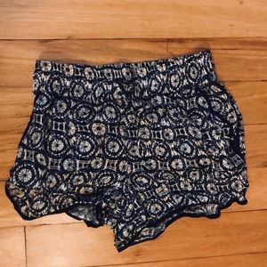 Navy blue shorts with patterned design
